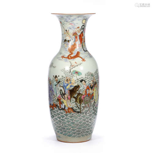 CHINESE FIVE-COLORED PORCELAIN EIGHT IMMORTALS OVER THE SEA ...