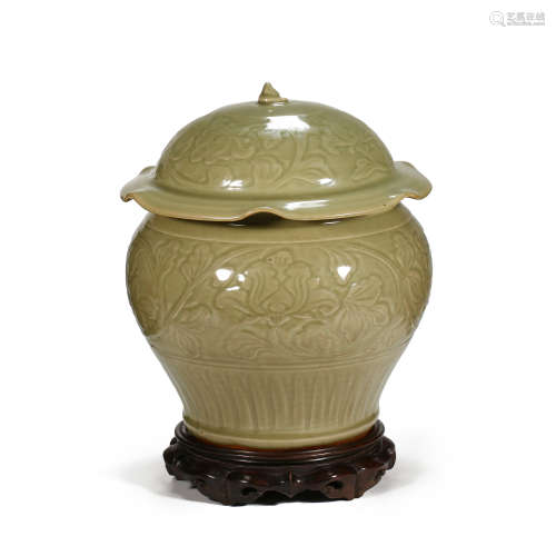 CHINESE LONGQUAN WARE TANGLED BRANCHES LOTUS LEAF TYPE GREEN...