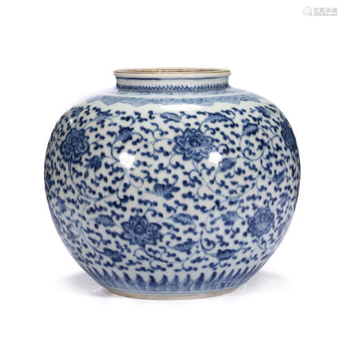 CHINESE BLUE AND WHITE PORCELAIN TANGLED BRANCHES FLOWER PAT...