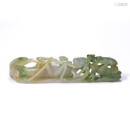 CHINESE JADE PEN HOLDER, QING DYNASTY