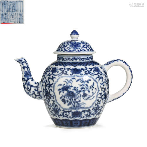 CHINESE, QING DYNASTY DAO GUANG-YEAR BLUE AND FLOWER PATTERN...