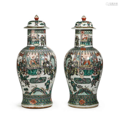 CHINESE MULTICOLORED PORCELAIN CHARACTER STORY BOTTLE, QING ...