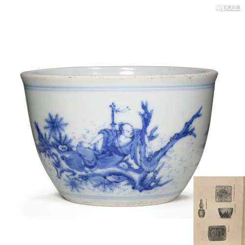 CHINESE BLUE AND WHITE PORCELAIN CHARACTER STORY SMALL CASE ...