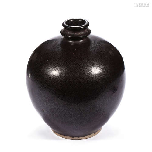 CHINESE CIZHOU WARE BLACK GLAZE OIL DRIPPING SPOTTED TOOT BO...