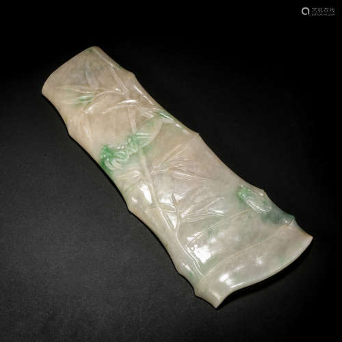 CHINESE JADE BAMBOO ARM REST, QING DYNASTY
