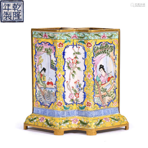 CHINESE QIANLONG YEAR PORCELAIN TIRE ENAMEL COLOR CHARACTER ...