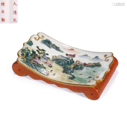 CHINESE, QING DYNASTY GUANGXU YEAR FAMILLE ROSE LANDSCAPE CH...