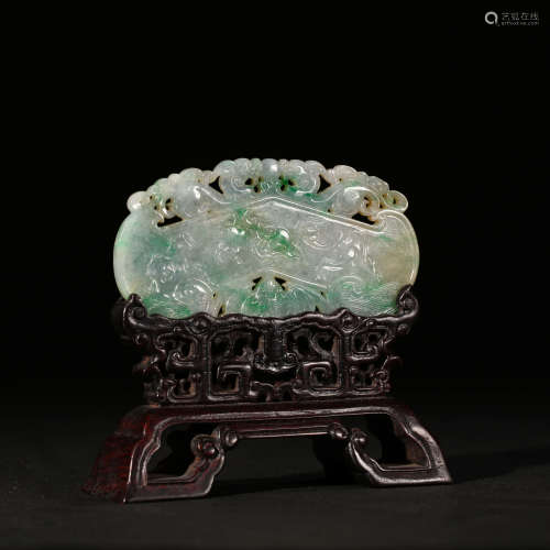 CHINESE JADE TWO DRAGON PLAY BEAD INTERSTITIAL SCREEN, QING ...