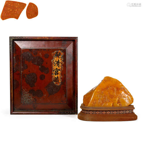 CHINESE TIAN HUANG CARVED LANDSCAPE CHARACTER STORY SEAL, QI...
