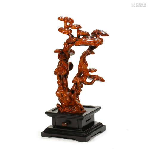 CHINESE ROOT CARVING GANODERMA LUCIDUM ART, QING DYNASTY