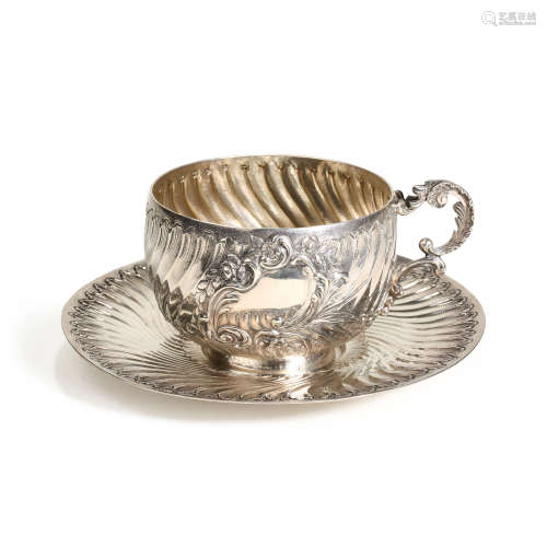 A SET OF FRENCH STERLING SILVER COFFEE CUPS FROM THE END OF ...