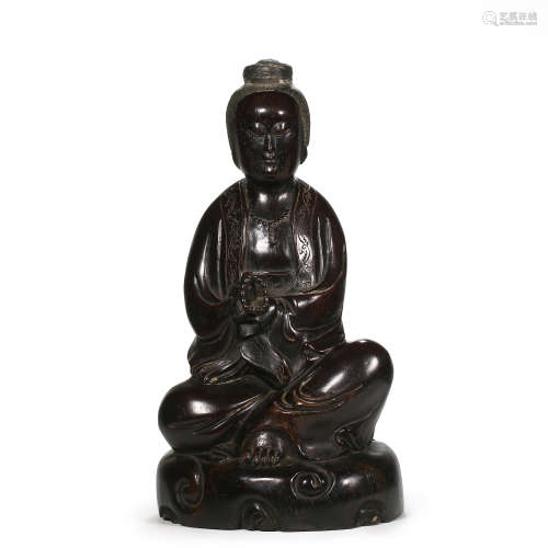 CHINESE ROSEWOOD GUANYIN STATUE, QING DYNASTY