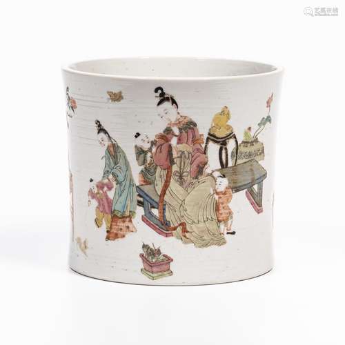 Polychrome-enameled Brush Pot