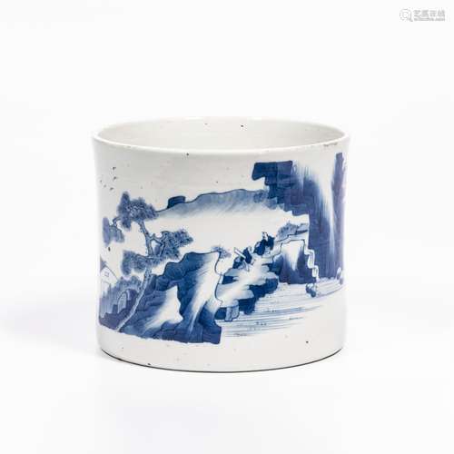 Blue and White Brush Pot