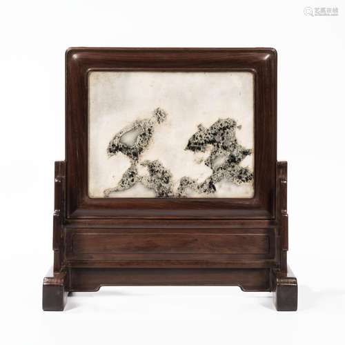 Dali Marble-inset Hardwood Table Screen