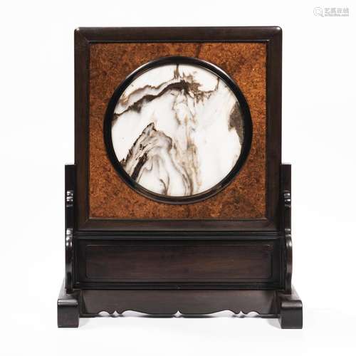 Dali Marble-inset Zitan Table Screen