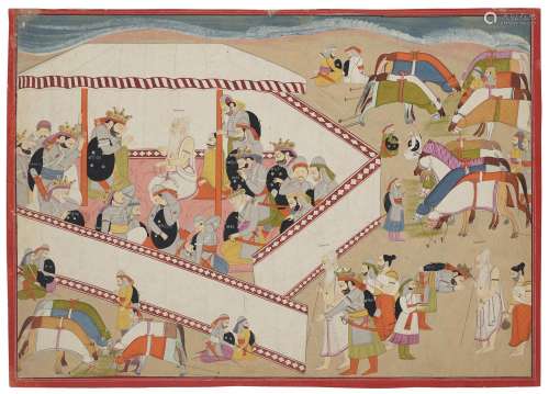A PAINTING FROM A MAHABHARATA SERIES: THE PANDAVA CAMP