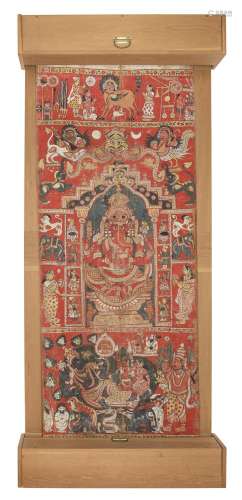 AN IMPRESSIVELY LARGE SCROLL PAINTING OF THE MARKANDEYA PURA...