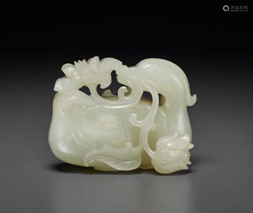 A WHITE JADE FIGURE OF A DUCK
