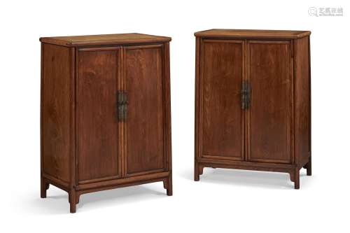 A PAIR OF HUANGHUALI SLOPING-STILE CABINETS