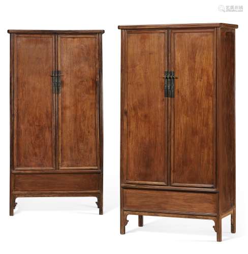 A PAIR OF HUANGHUALI SLOPING STYLE CABINETS