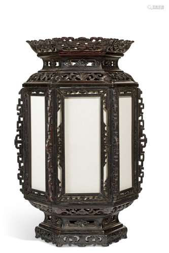 A ZITAN HEXAGONAL LANTERN