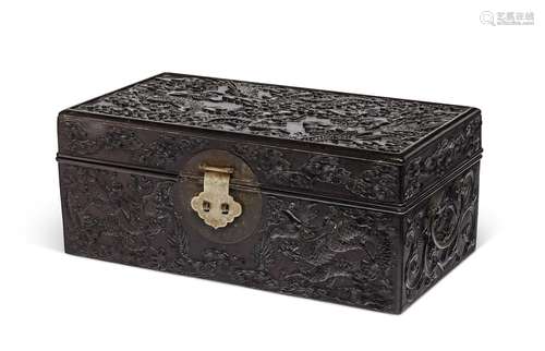 A FINELY CARVED ZITAN DOCUMENT BOX