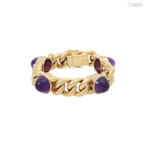 SCHILLING Panzerarmband mit Amethystcabochons,