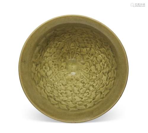 A MOLDED YAOZHOU CELADON CONICAL BOWL