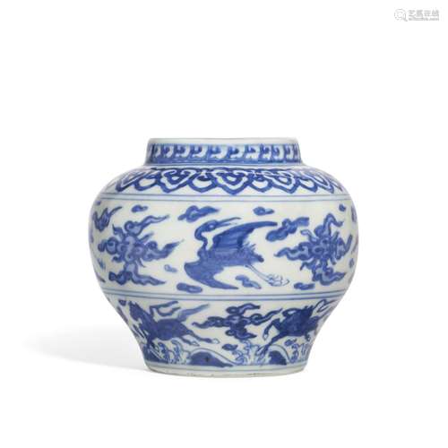 A BLUE AND WHITE JAR