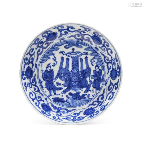 A BLUE AND WHITE ' QILIN’ DISH