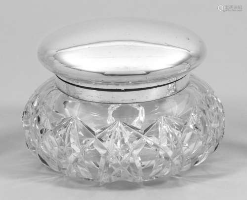 Kristallglas-Bonbonniere mit Silberdeckel