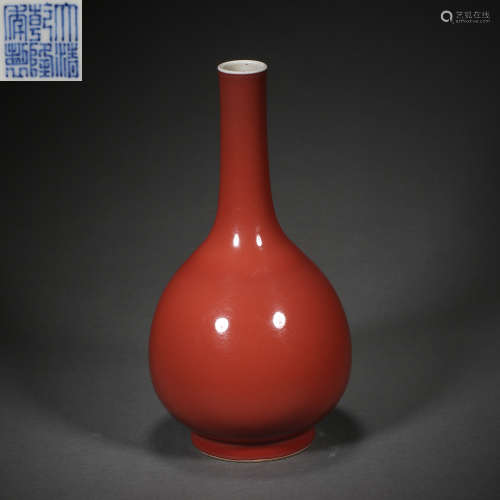 CHINESE QING DYNASTY RED STICK VASE