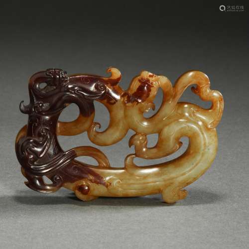 HAN DYNASTY HETIAN JADE ANIMAL PATTERN JADE PENDANT