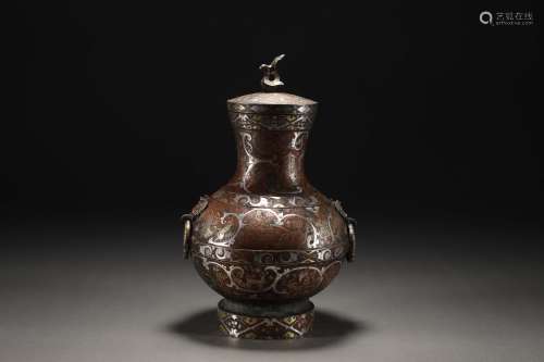 HAN DYNASTY GOLD AND SILVER VASE