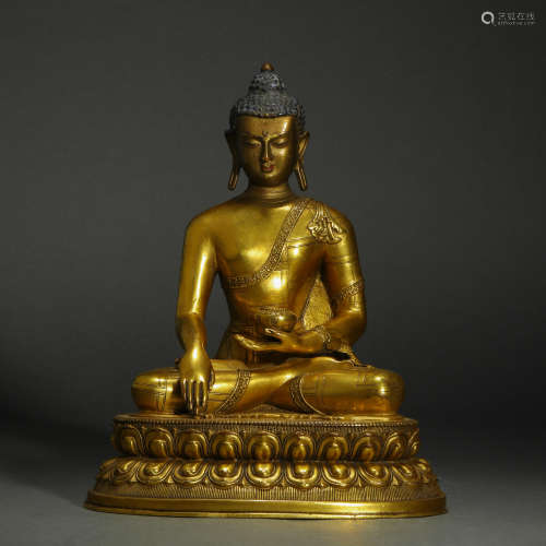 QING DYNASTY GILT MEDICINE BUDDHA STATUE