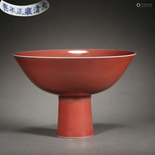 CHINESE QING DYNASTY RED STEM CUP