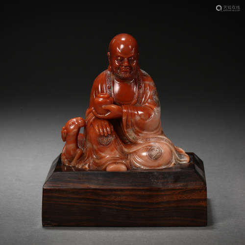 SHOUSHAN FURONG STONE ARHAT STATUE IN QING DYNASTY
