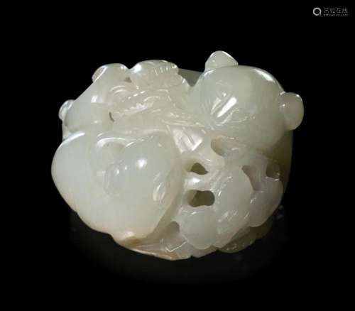 A Carved White Jade 'Double Badgers' Group