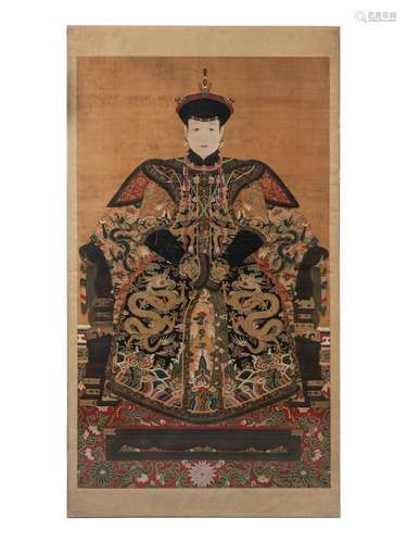 A Pair of Portraits of a Manchu Royal Prince and Princess