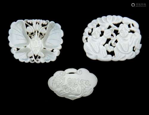 Three White Jade Plaques