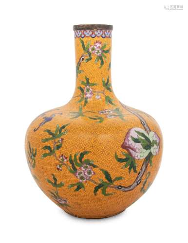 A Large Cloisonné Enamel Vase, Tianqiuping