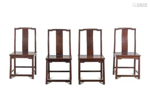 A Set of Four Huanghuali Lamphanger Chairs, Dengguayi 