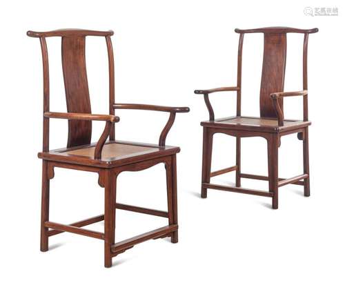 A Pair of Huanghuali Official's Hat Chairs, Sichutouguan...