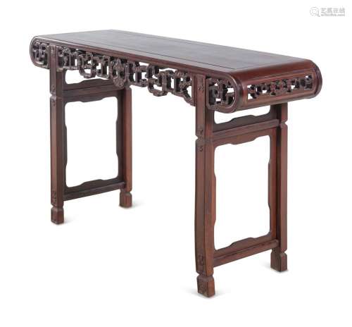 A Rosewood Scroll-End Altar Table