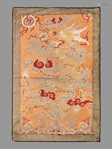 A Large Kesi Woven Silk 'Dragon' Panel