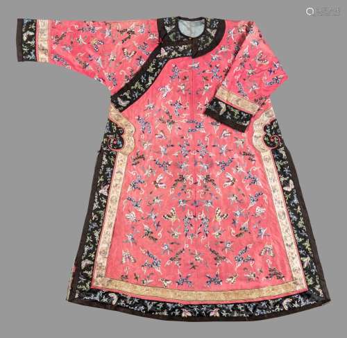 A Pink Ground Embroidered Silk Lady's Robe
