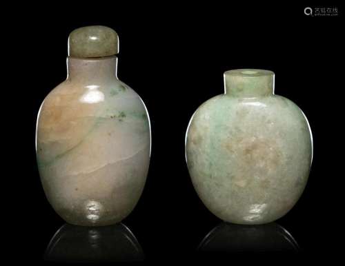 Two Green Jadeite Snuff Bottles