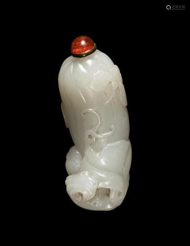 A White Jade 'Melon' Snuff Bottle
