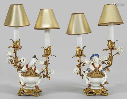 Paar figurale Tischlampen im Louis XV-Stil